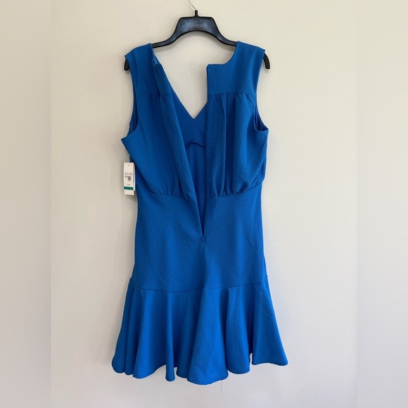 NWT Taylor Textured Sleeveless Ruffle-Hem Dress in Lapis Blue, size 16 - Picture 4 of 11